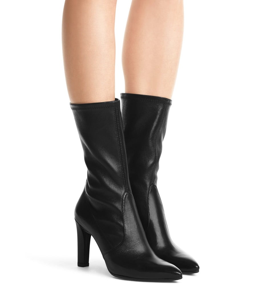 leather mid calf booties