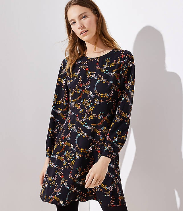 Loft Flower Garland Flare Dress