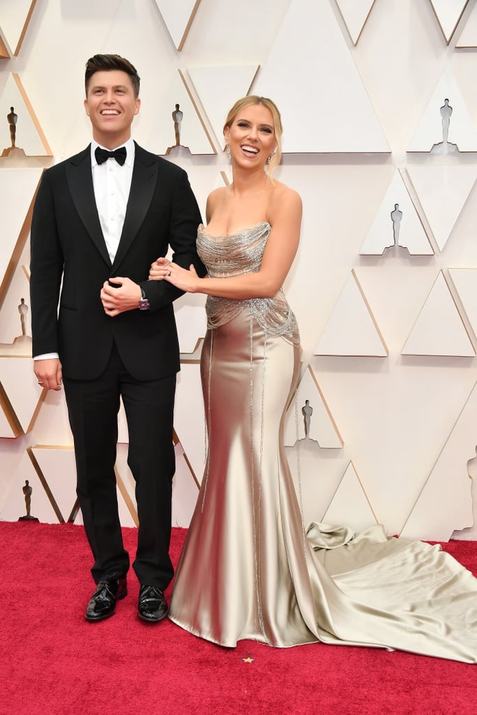 Colin Jost and Scarlett Johansson at the 2020 Oscars Best Pictures