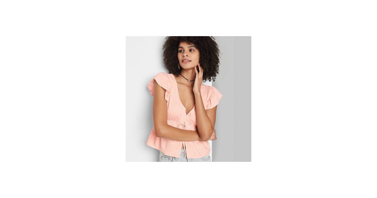 Wild Fable Women's Flutter Sleeve V-Neck Tie Front Flyaway Top, 23 Pretty  Target Tops We're Springing For This Season — All For Under $30
