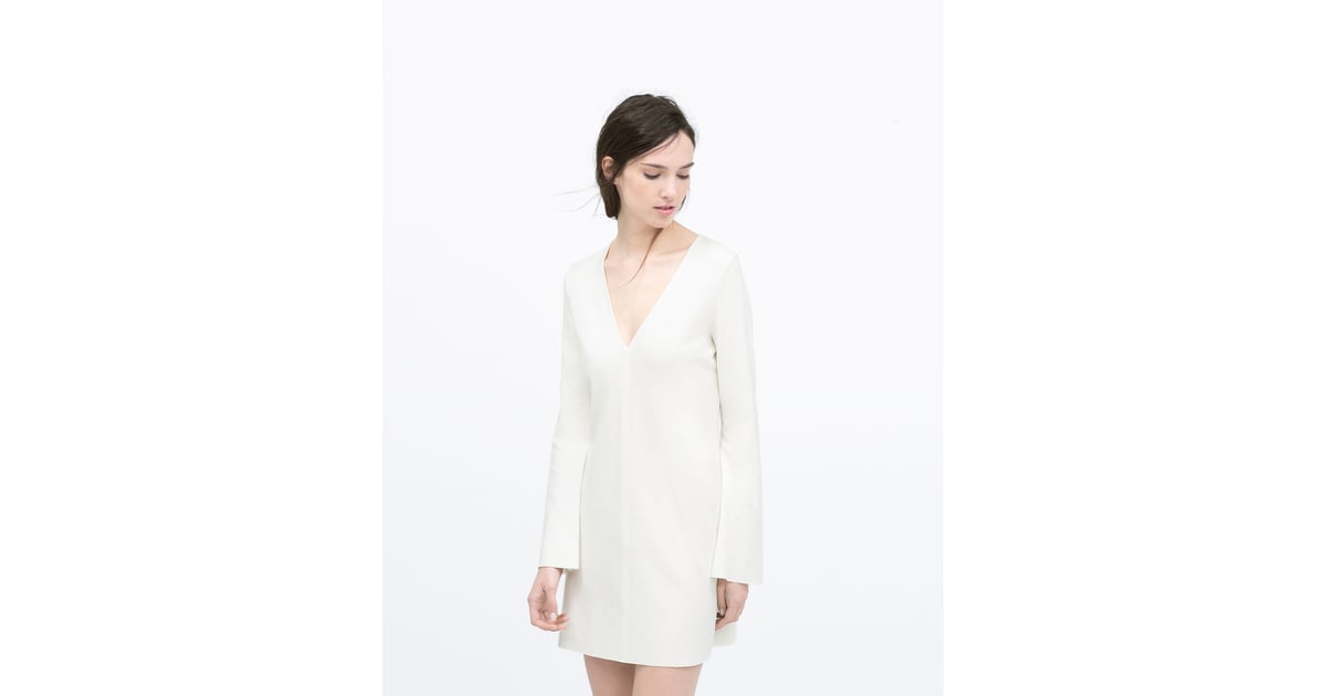 Zara LongSleeve Dress (40) White Wedding Guest Dresses POPSUGAR