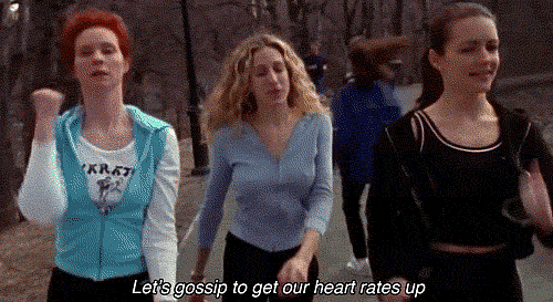 When the only open treadmill is between two BFFs.