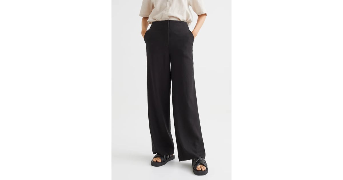 Linen-blend straight trousers - Beige - Ladies | H&M IN