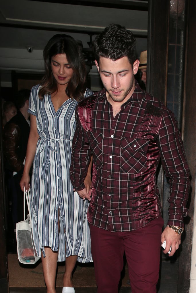 Priyanka Chopra Striped Dress With Nick Jonas