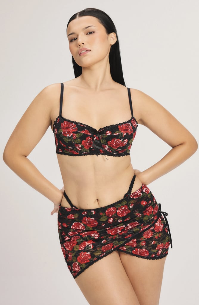 Savage X Fenty Sinful Rose Lace Balconette Bra ($60), Savage X Fenty Sinful Rose Lace Briefs ($25), and Savage X Fenty Sinful Rose Lace Miniskirt ($45)
No, you're not alone in your obsession over this Savage X Fenty Sinful Rose print. It's equal parts romantic and mysterious, and the interchangeable pieces make this an easy 'yes' in our book. We also love the stretchy briefs on their own — they have a scalloped trim, a cotton-lined gusset, and can easily be tossed in the machine.