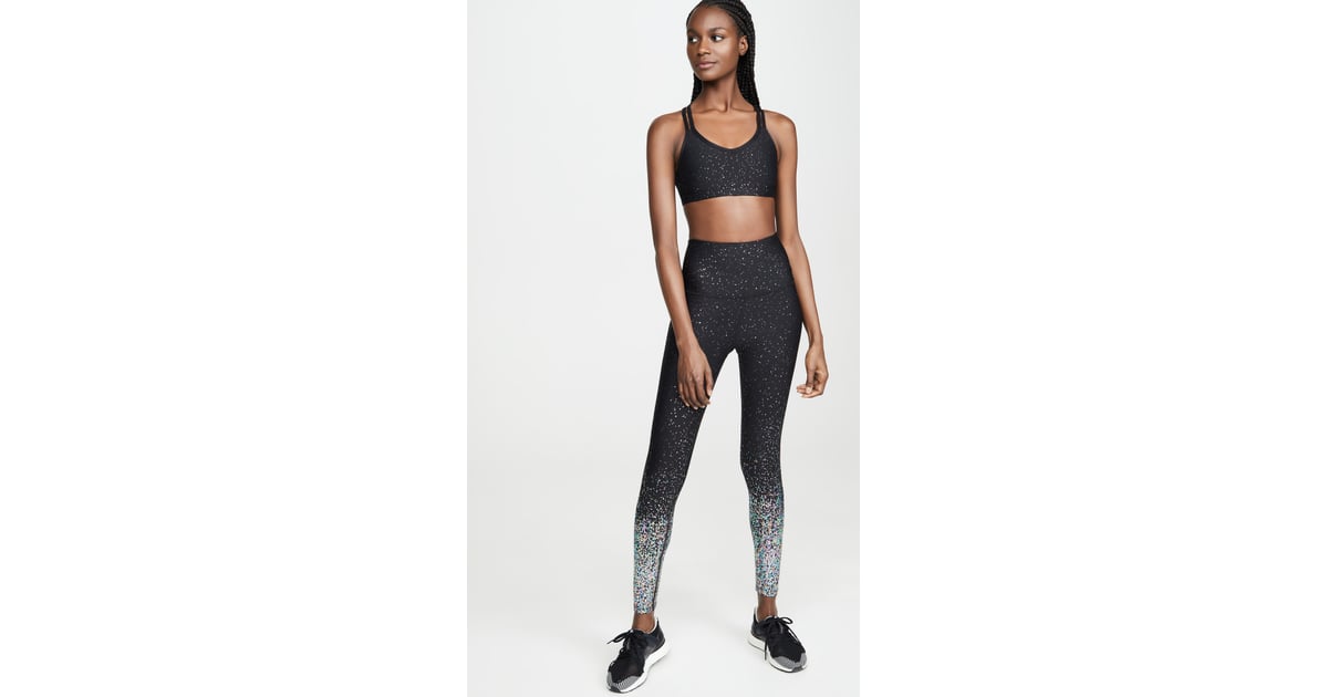 Beyond Yoga Alloy Ombre High-Waisted Midi Leggings Black Iridescent Speckle