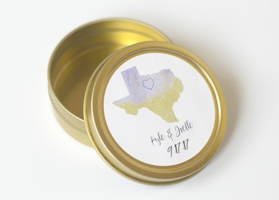 Personalized Texas State Wedding Favor Tins