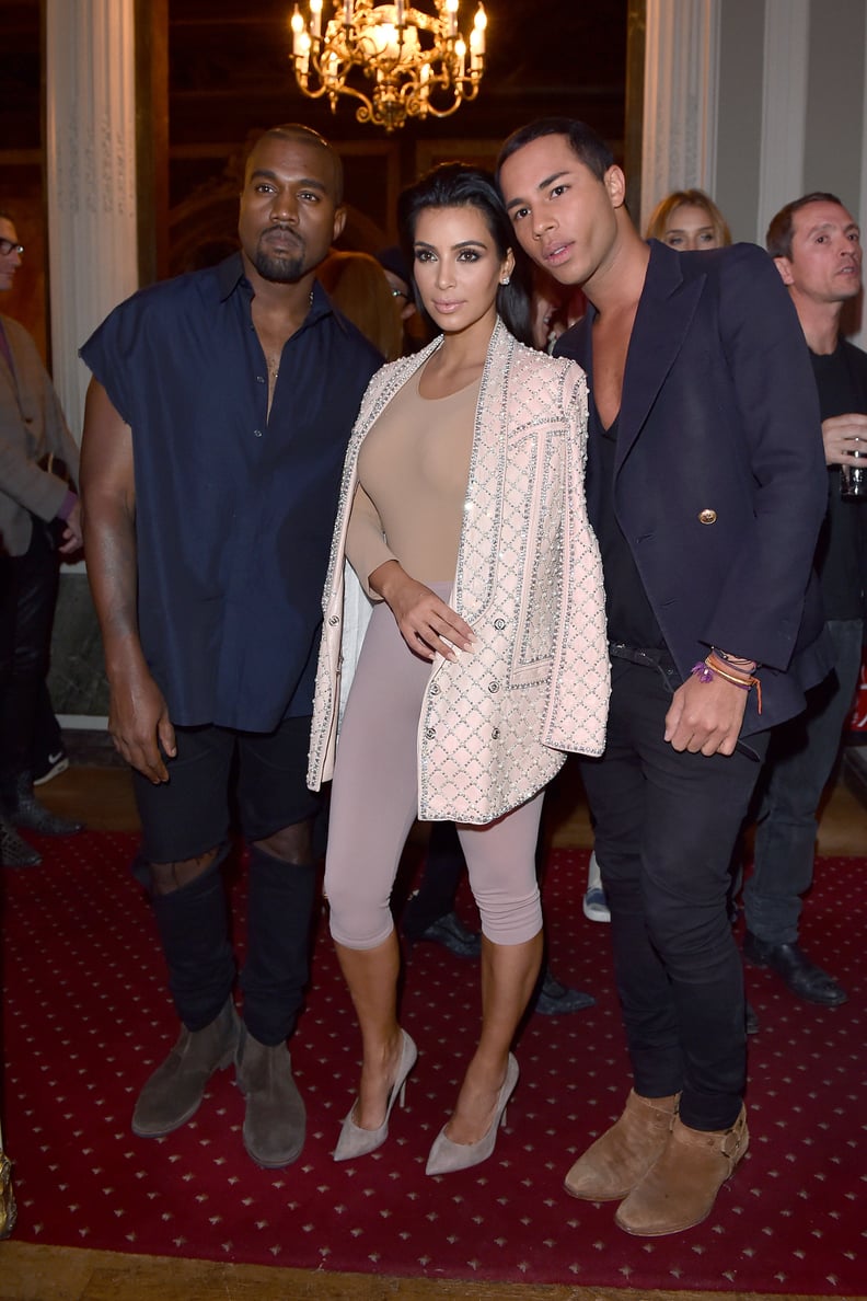 Kanye West, Kim Kardashian, and Olivier Rousteing