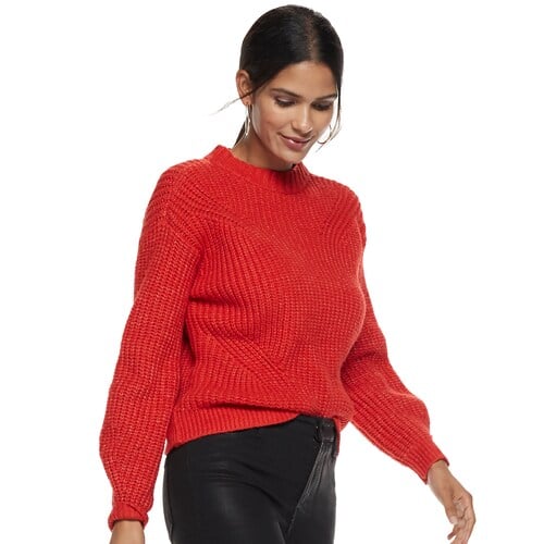 Nine West Petite Ribbed Mockneck Sweater