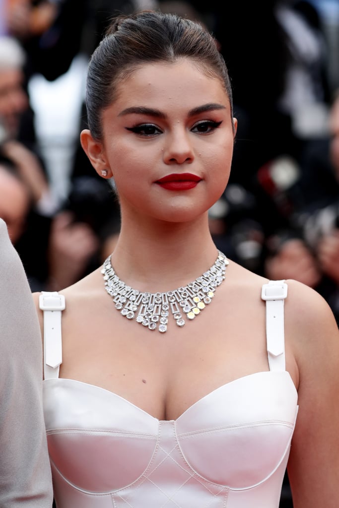 Selena Gomez Louis Vuitton Crop Top and Skirt at Cannes 2019