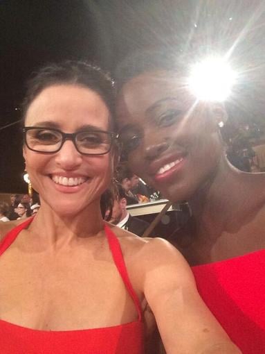 Comedy mainstay Julia Louis-Dreyfus smiled wide with newcomer Lupita Nyong'o at the 2014 Golden Globes.