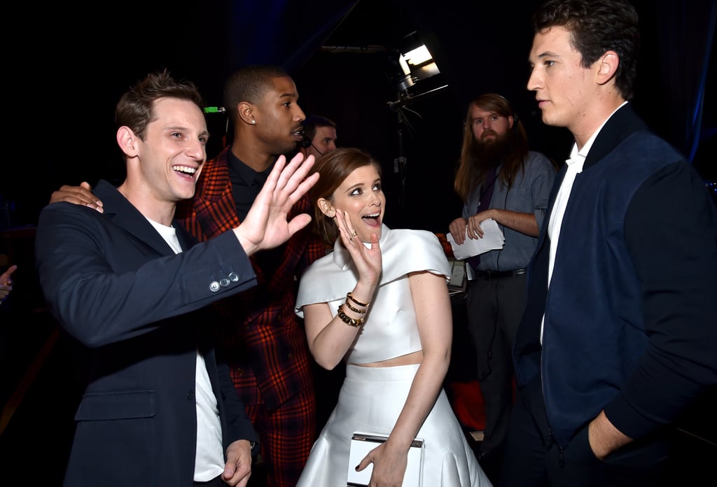 Jamie Bell, Michael B. Jordan, Kate Mara, and Miles Teller Backstage