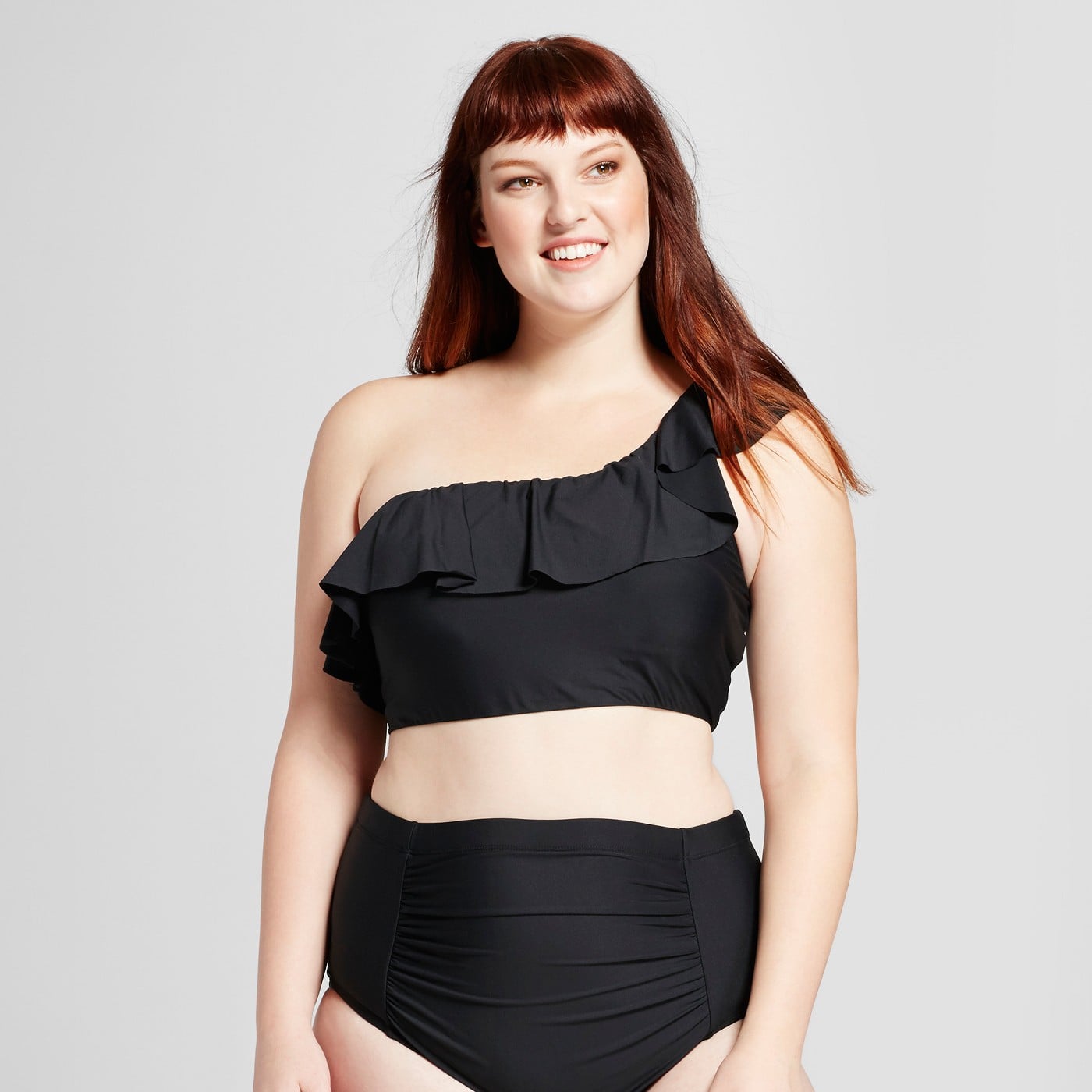 Off the shoulder best sale swim top plus size