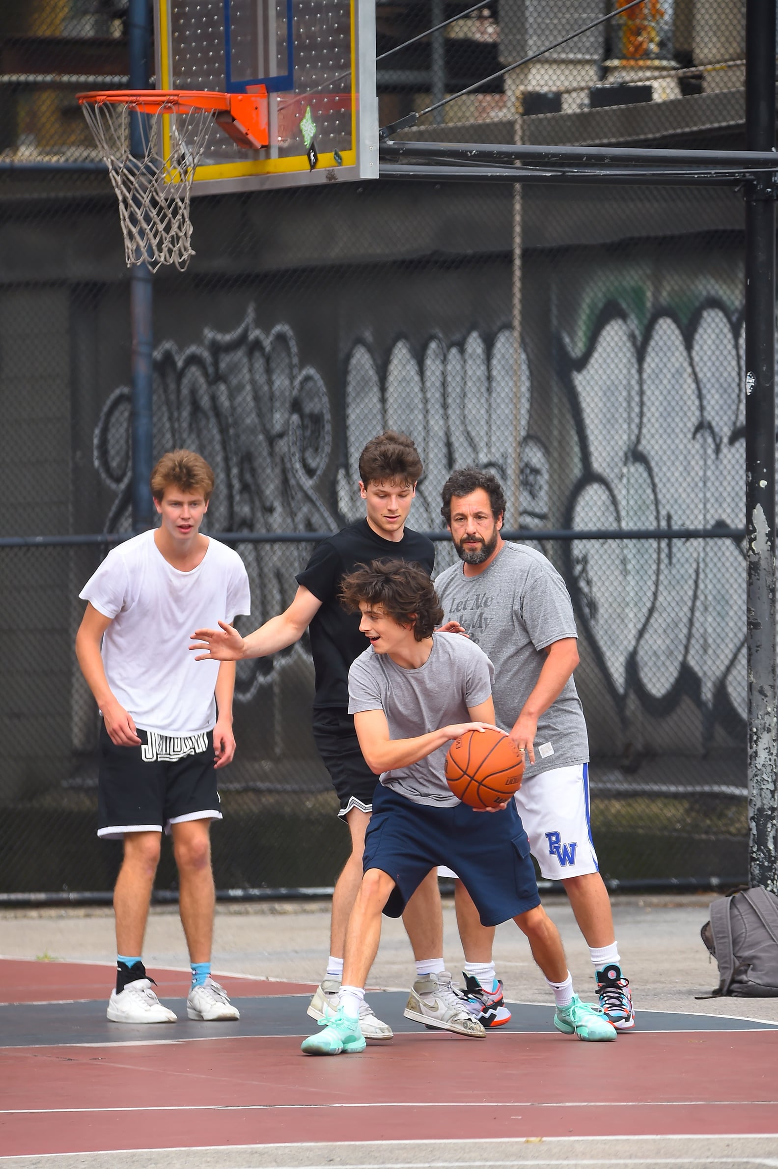 Adam Sandler and Timothée Chalamet Play Basketball in NYC PS Celebrity