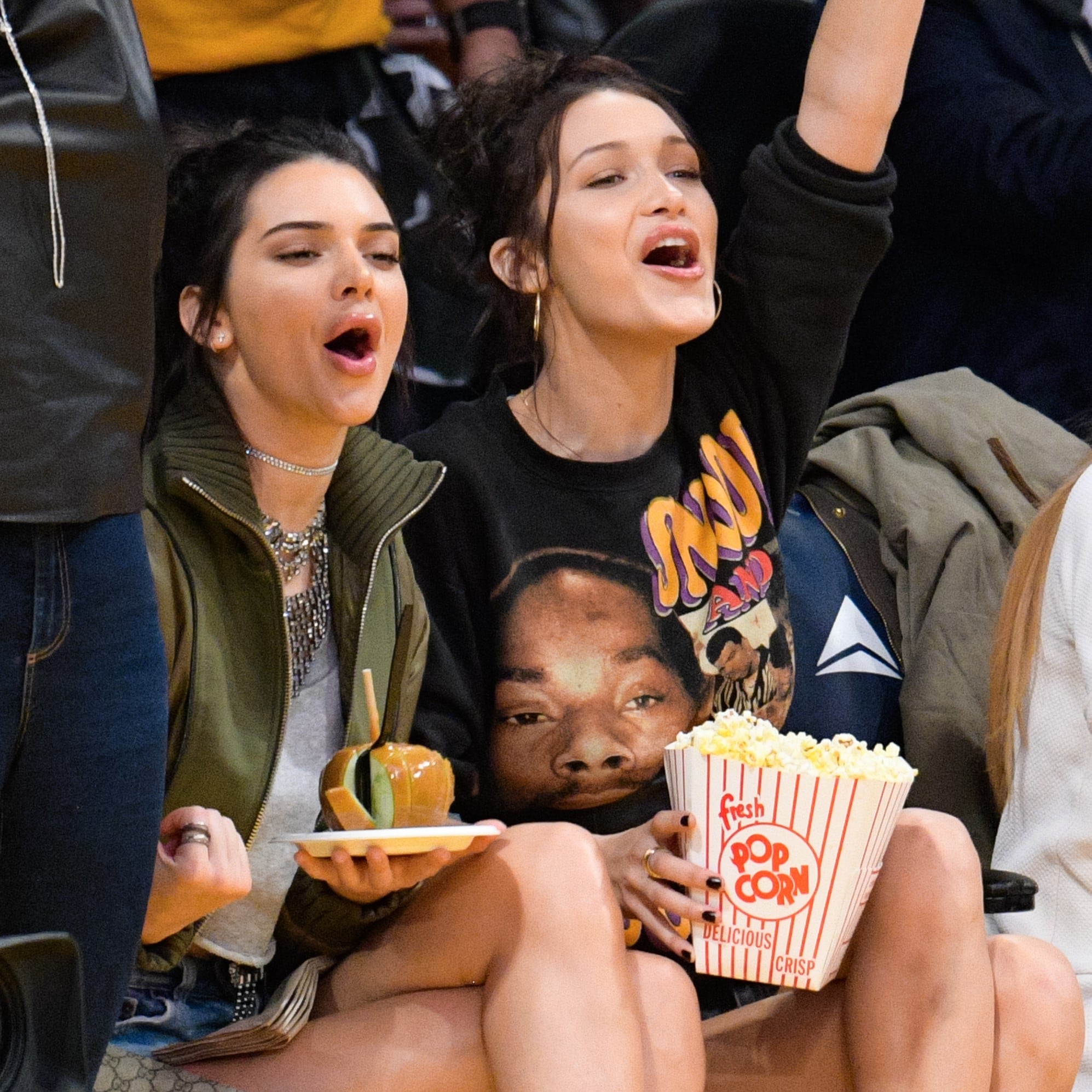 Kendall Jenner And Bella Hadid At Lakers Game November 2016
