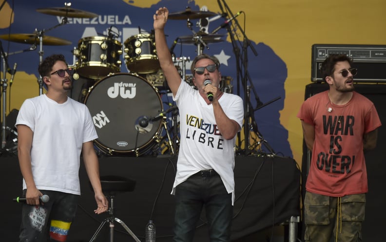 Venezuelan-Argentine singer and songwriter Ricardo Montaner (C) performs during the 