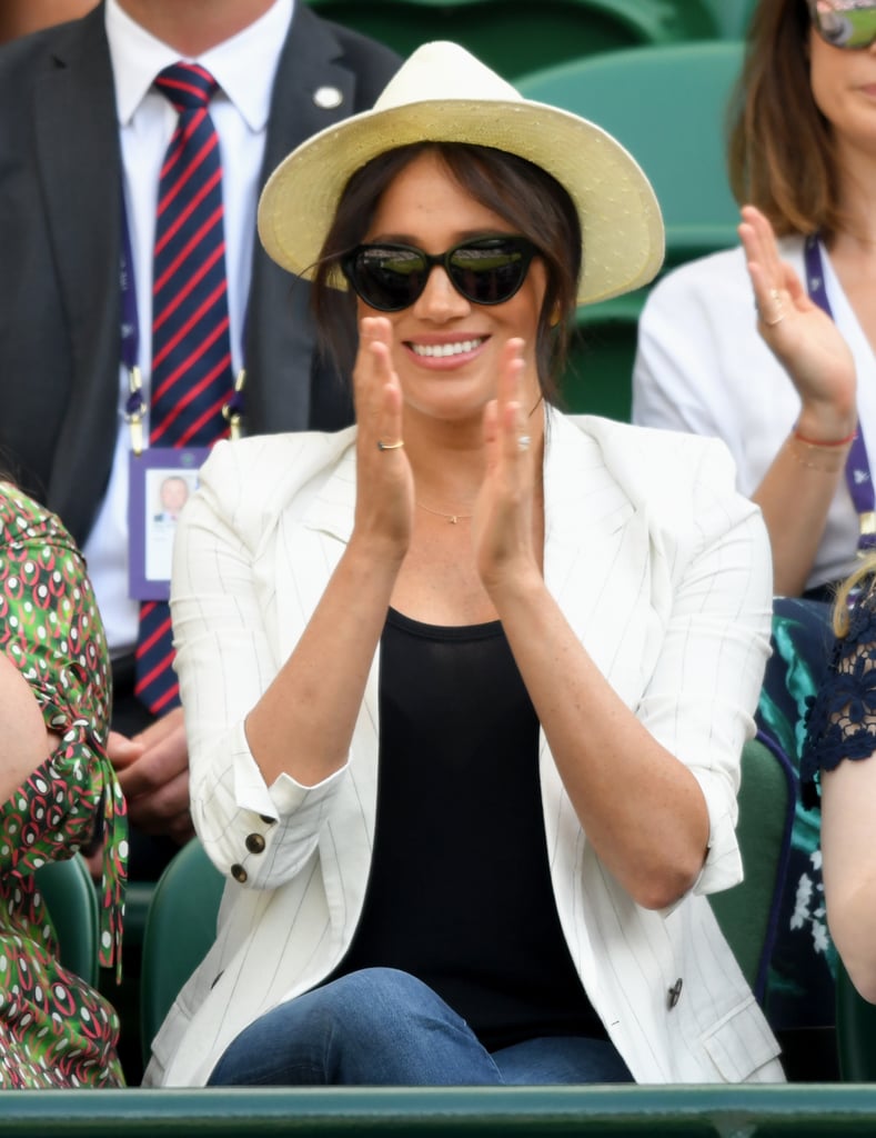 July: Meghan showed up at Wimbledon with her longtime friends to watch pal Serena Williams compete.