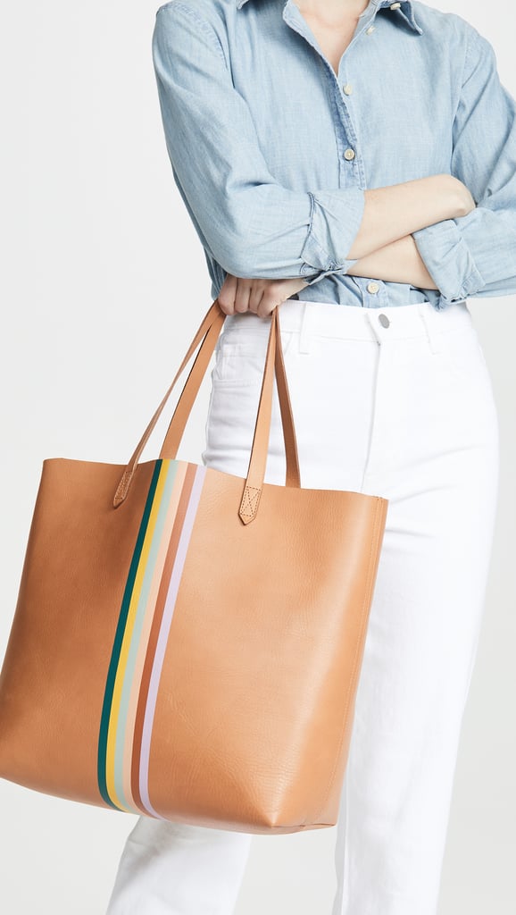 Madewell Classic Transport Tote with Rainbow Stripe