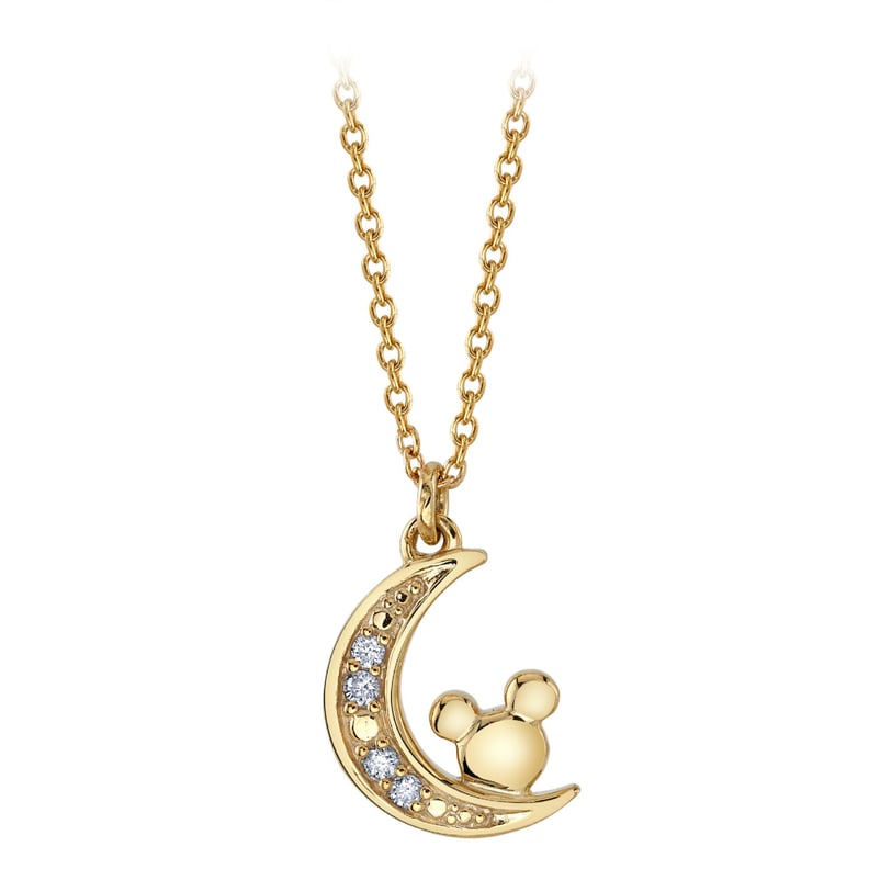 A Statement Necklace: Mickey Mouse Icon Crescent Moon Diamond Necklace
