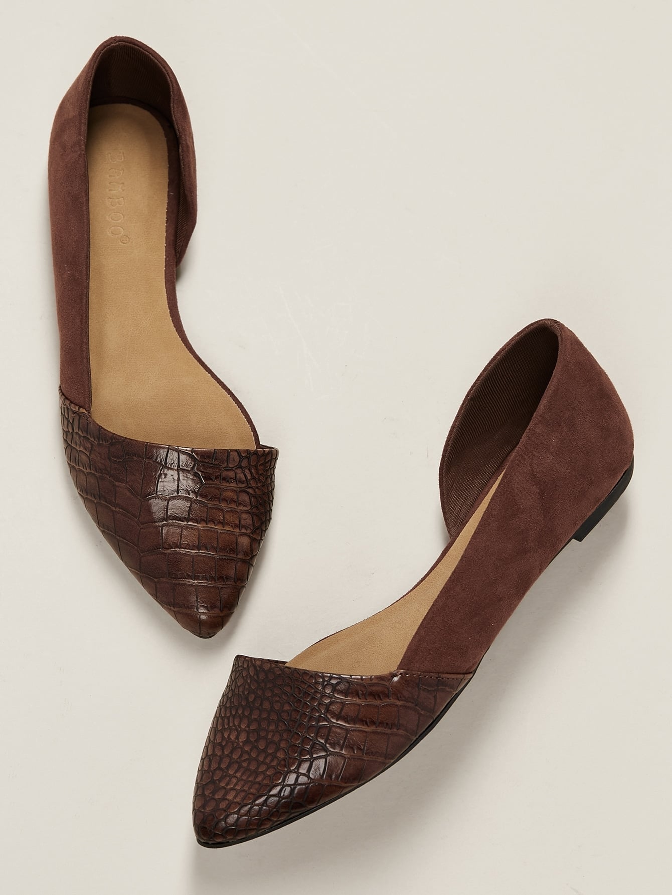 Shein Croc Embossed Pointed-Toe Dorsay 