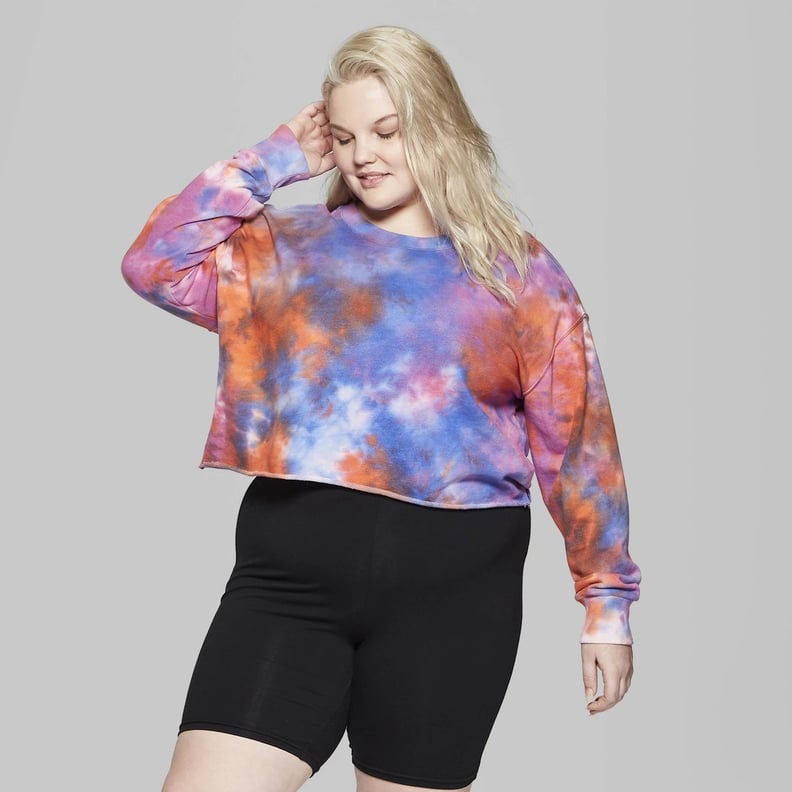 Target Plus Size Long Sleeve Cropped Crewneck Tie Dye Sweatshirt