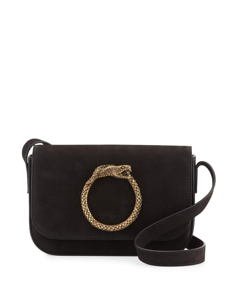 Saint Laurent Eddie Besace Suede Serpent Shoulder Bag, Black ($1,590)