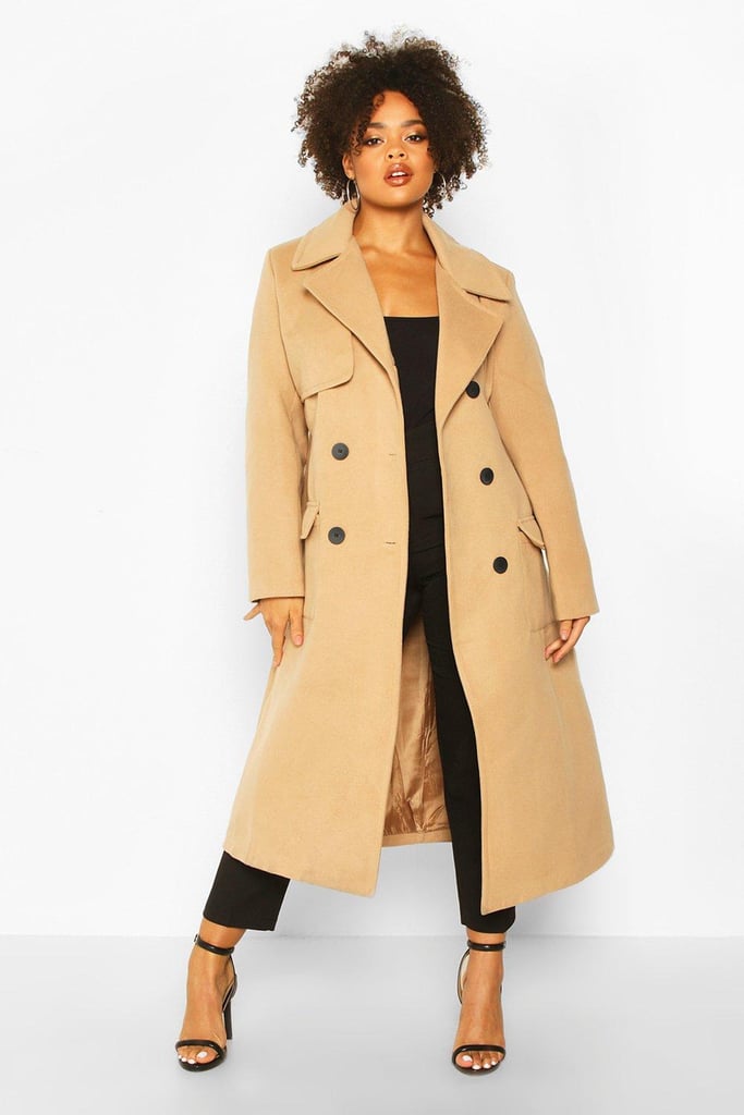 Plus Tailored Self Belted Longline Coat