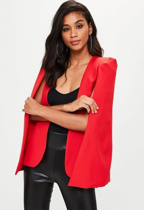 Missguided Red Cropped Cape Jacket