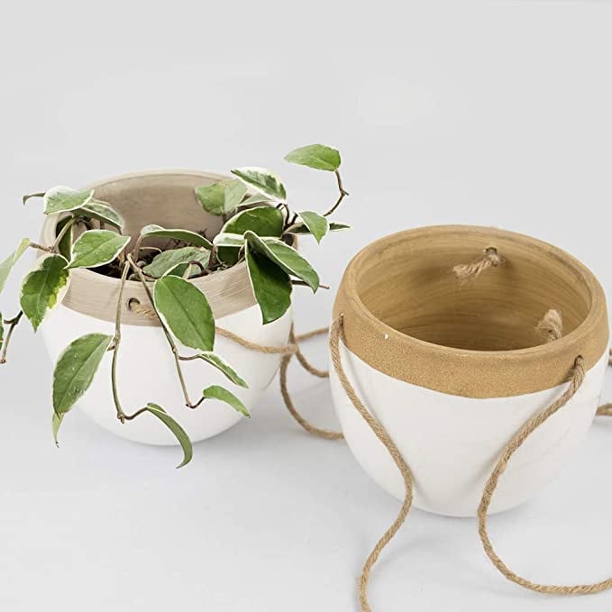 JOFAMY 3 Pack Ceramic Hanging Planters for Indoor Plants - 4 Inch Plant  Hanger Wall Decorative Flower Pot with Drainage Hole Cotton Rope for  Succulents, Cactus, Herbs Home Decor