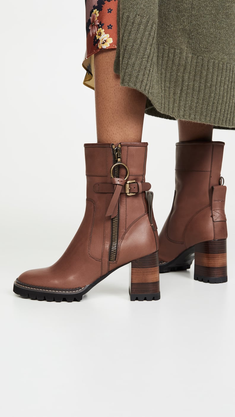 See by Chloe Bryn Equestrian Lug Ankle Boots