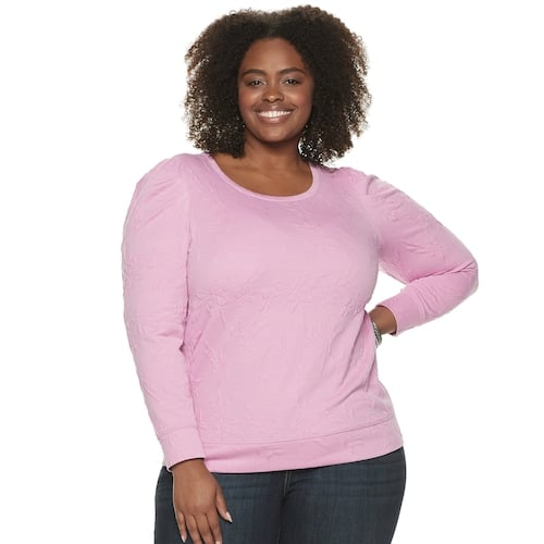 Evri Plus Size Puff Sleeve Sweatshirt