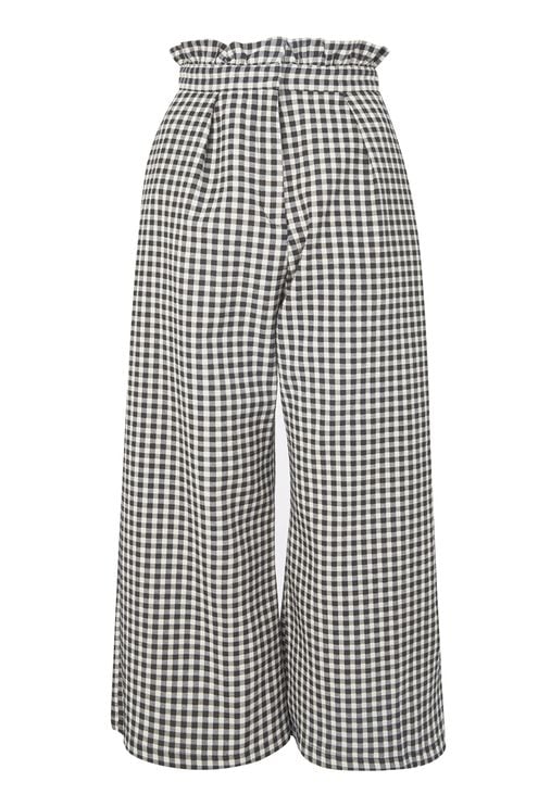 Ruffle Gingham Wide Leg Trousers