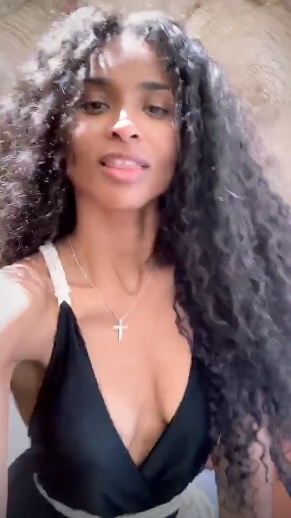 Ciara's Black One-Piece Swimsuit With Rope Belt March 2019