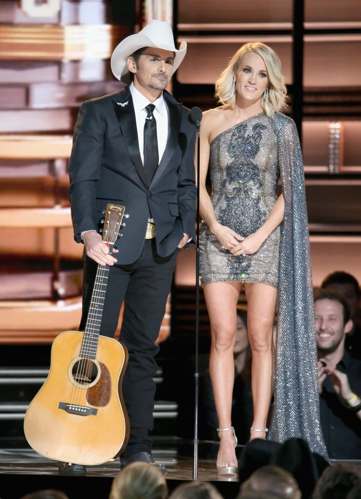 The singer also wore a sparkling one-shoulder gown that draped to the floor.