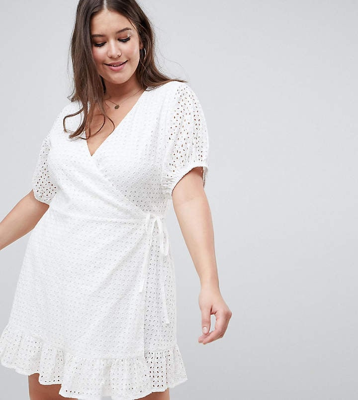 Fashion Union Plus Wrap Dress In Broderie