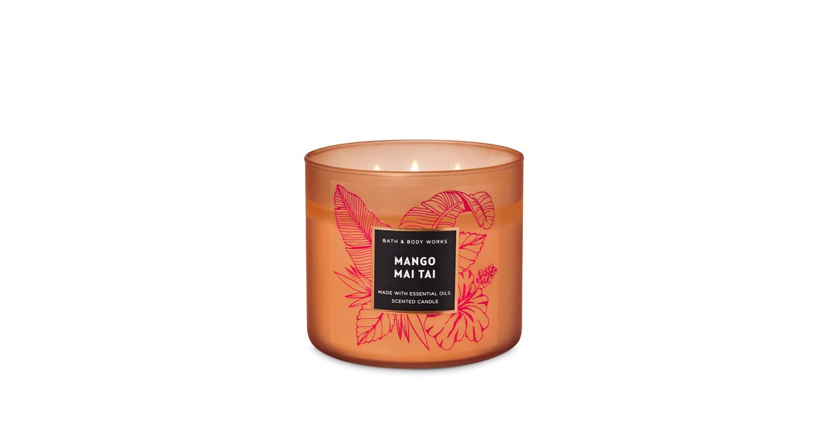 BATH & BODY WORKS MANGO MAI TAI SCENTED 3 WICK CANDLE MADE WITH ESSENTIAL OILS 