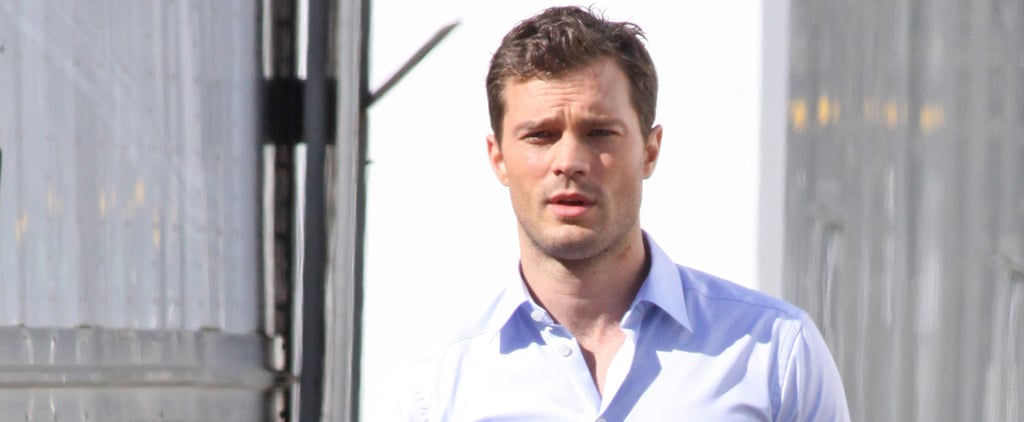 Jamie Dornan Throwing a Football on Fifty Shades Darker Set