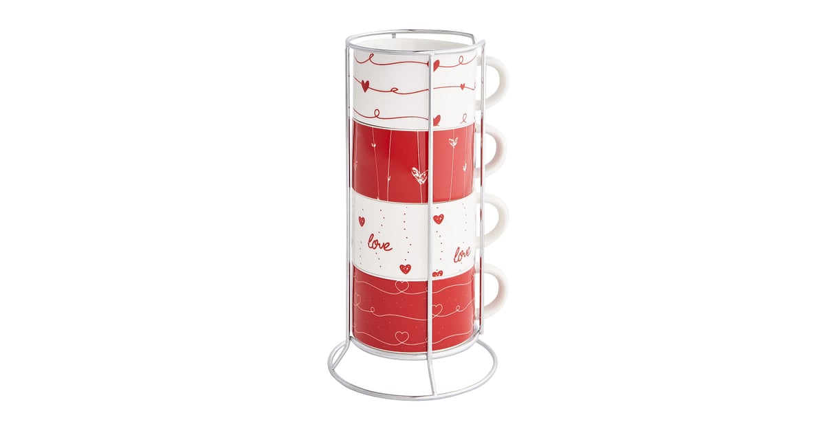 Red Heart Stacking Mug Set The Best Affordable Valentine's Day Decor