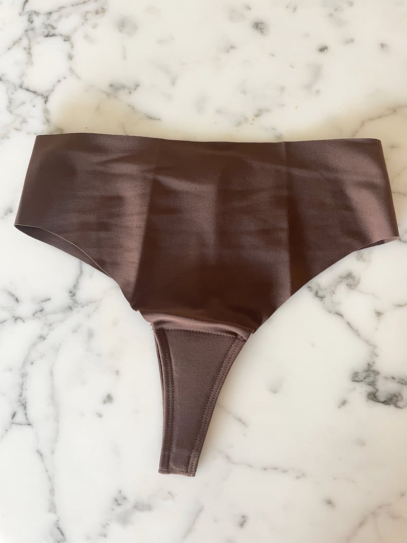 Jiv Athletics Cameltoe Proof Mid Rise Thong In Brown