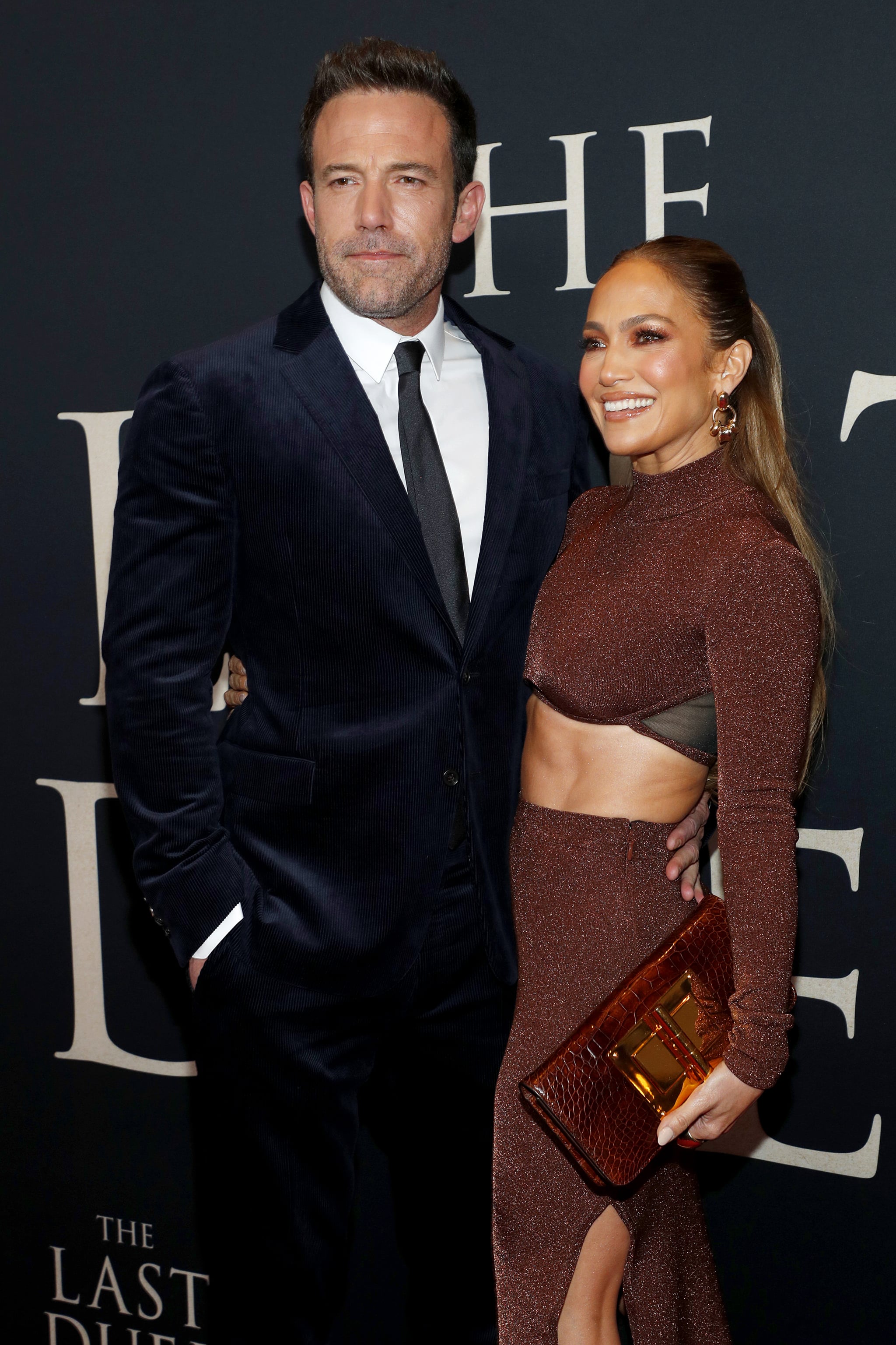NEW YORK, NEW YORK - OCTOBER 09: Ben Affleck (L) and Jennifer Lopez attend The Last Duel New York Premiere on October 09, 2021 in New York City. (Photo by Astrid Stawiarz/Getty Images for 20th Century Studios)