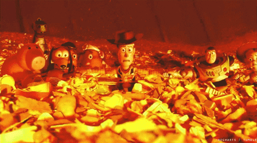 Toy Story 3: When the Toys Hold Hands as They Sink Into the Incinerator