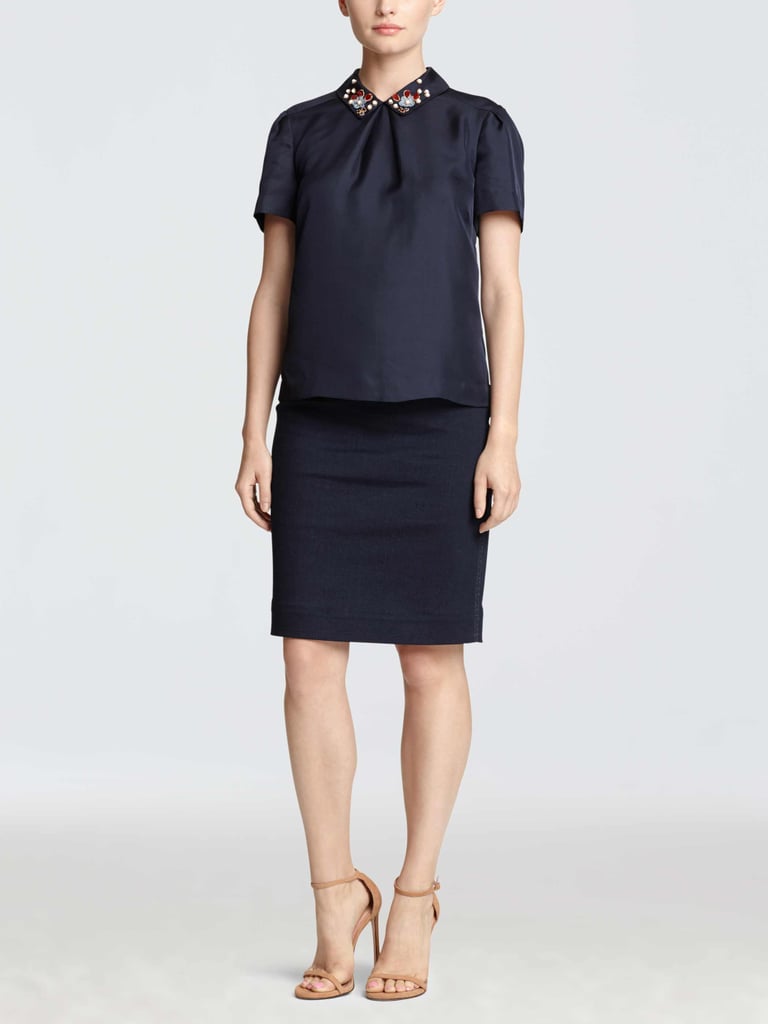 Draper James Clementine Embellished Short Sleeve Collared Shirt ($200)