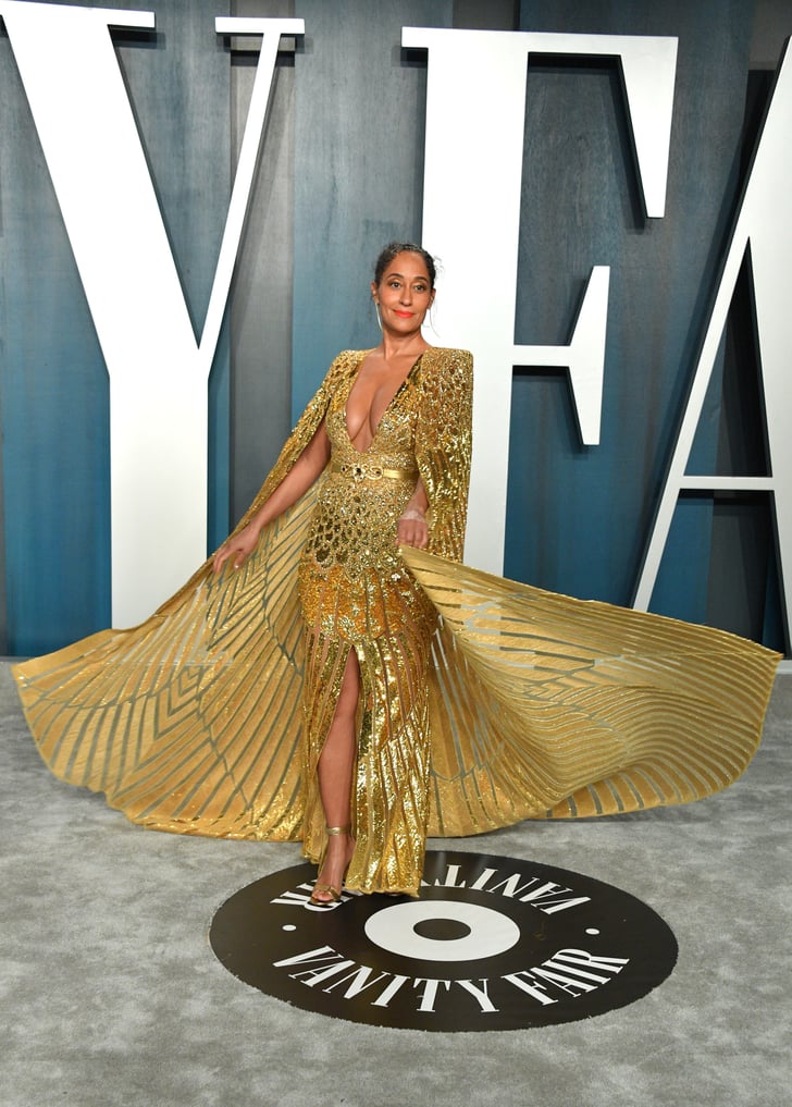 Tracee Ellis Ross Gold Dress Vanity Fair Oscars Party 2020