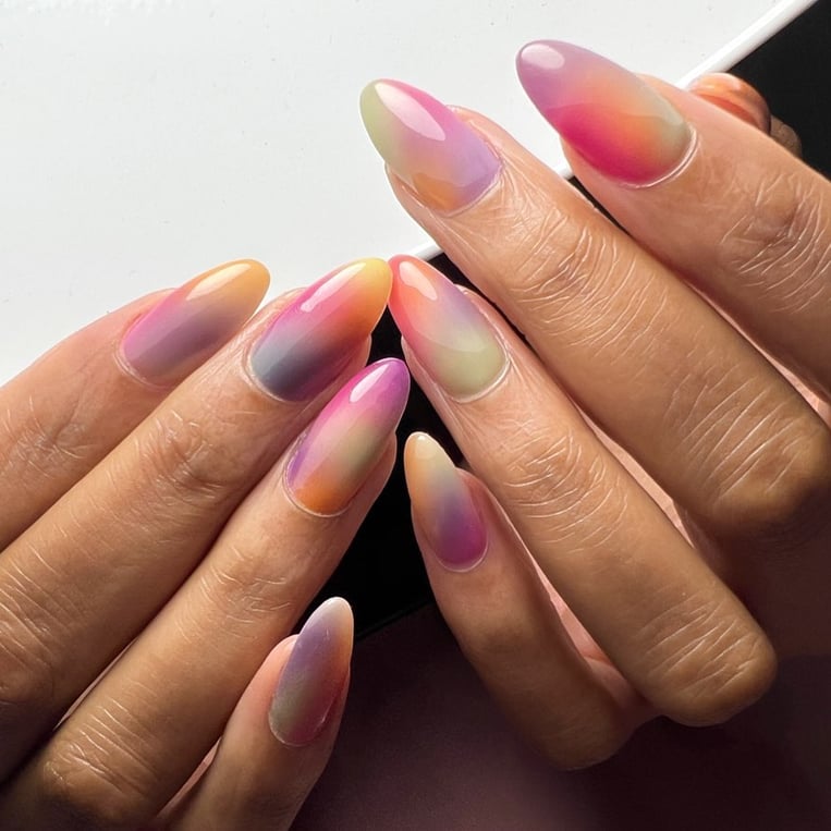 Watercolor Painting Nails Trend For Summer