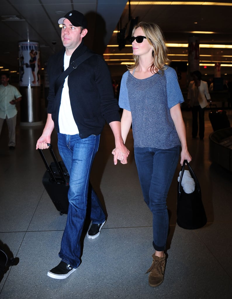 We love that Emily Blunt's two-tone tee and wedge sneakers went above and beyond the usual tee and sneakers.