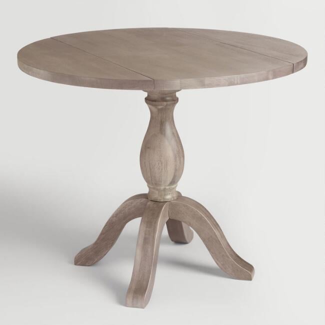 Round Weathered Gray Wood Jozy Drop-Leaf Table