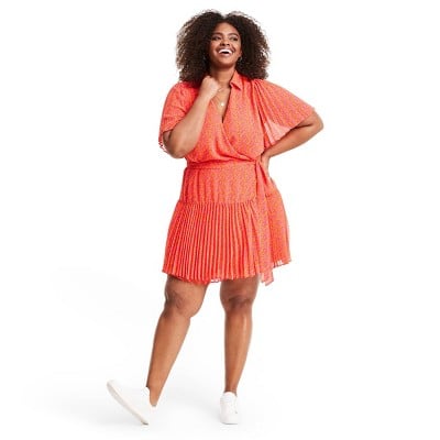 Alexis For Target Floral Flutter Sleeve Pleated Wrap Dress