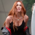 Megan Fox Masters the No-Pants Trend in a Plunging Bodysuit and Tights