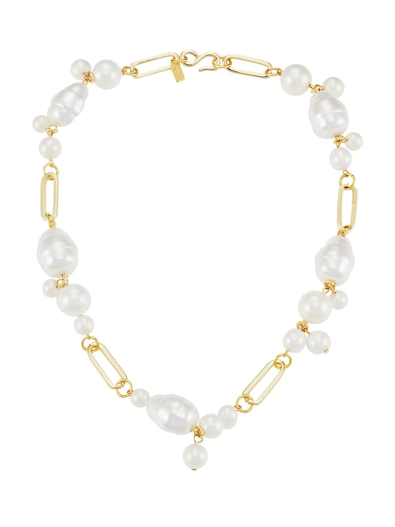 Kenneth Jay Lane Gold Tone Pearl Cluster Necklace