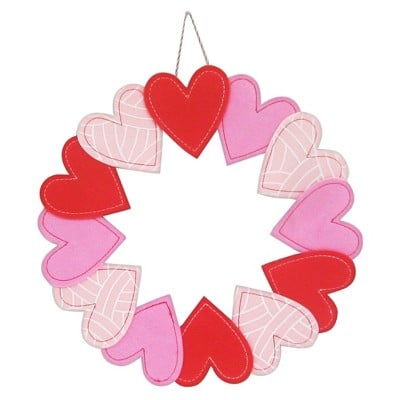 Valentine's Day Fabric Hearts Wreath